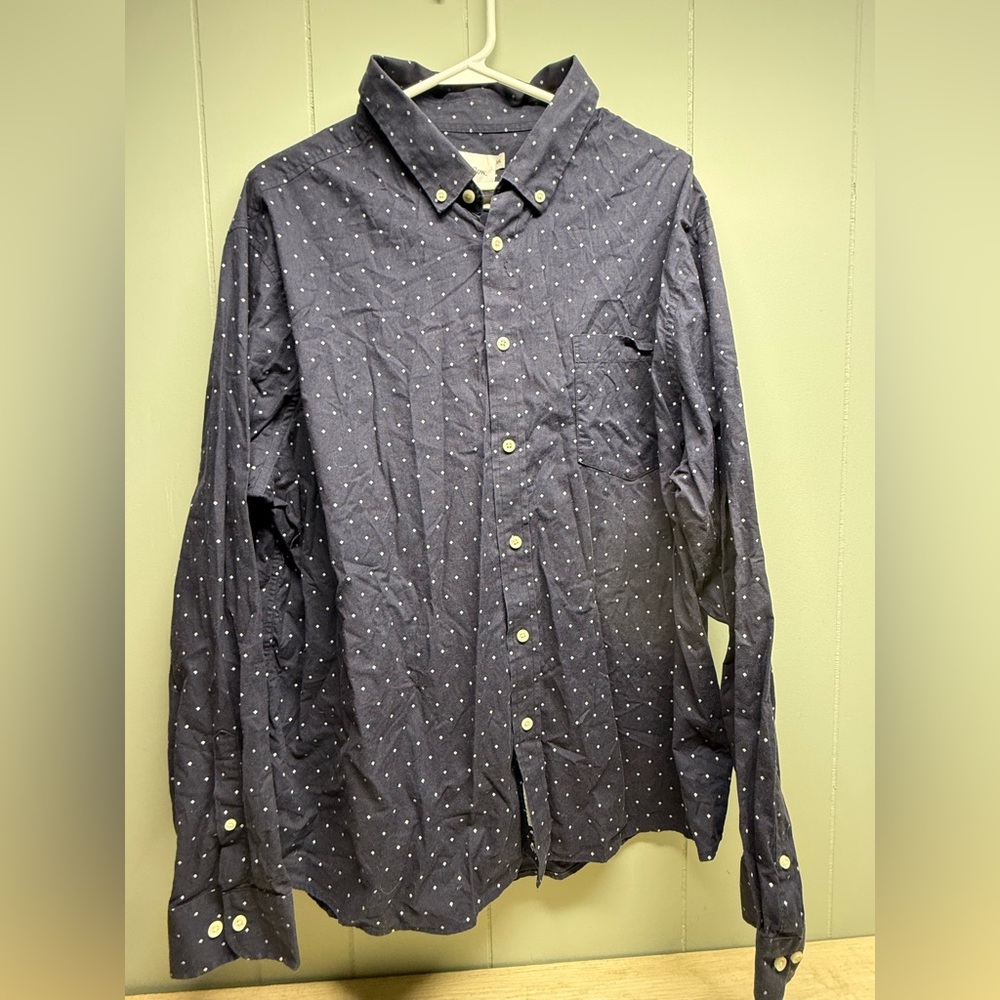 Goodfellow & Co Navy Shirt with White Dot Pattern